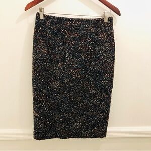 Lafayette 148 Tweed Pencil Skirt 4 wool metallic black red blue